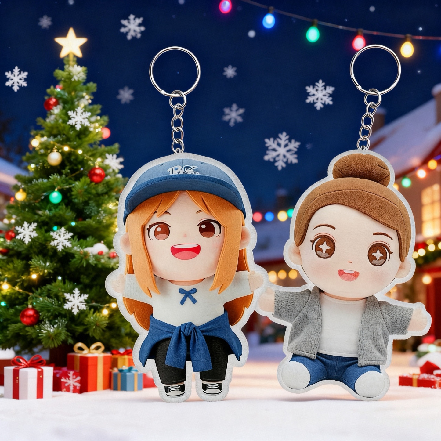 カスタム写真ぬいぐるみ人形キーチェーンパーソナライズされた漫画ミニミーぬいぐるみキーチェーンカップルへのギフト