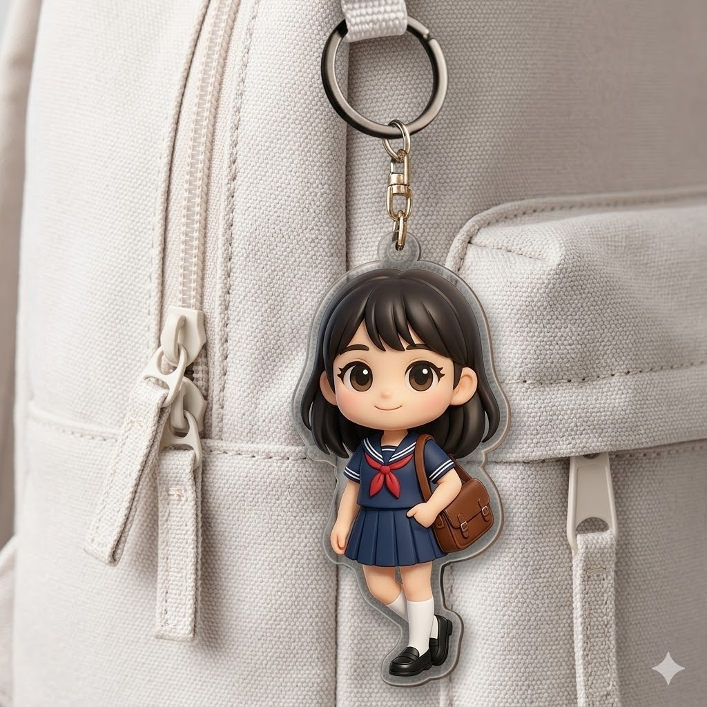 卒業記念 カスタムフィギュアキーホルダー 写真アクリル漫画キーホルダー パーソナライズ バッグチャーム 友達への卒業プレゼント 思い出ギフト