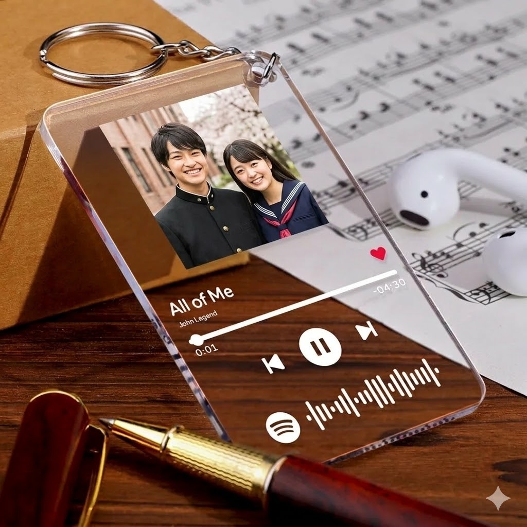 卒業記念 カスタムミュージックキーホルダー スキャン可能ミュージックコード付き オーダーメイド 思い出ソング 友達への卒業プレゼント