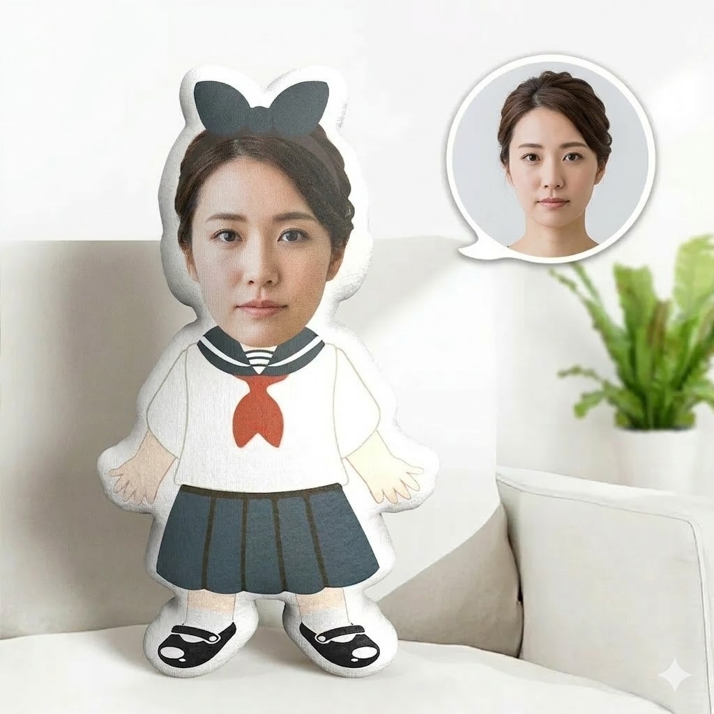 パーソナライズされた顔写真のミニムスロードール、カスタムミニムスローピロー、卒業祝いギフト