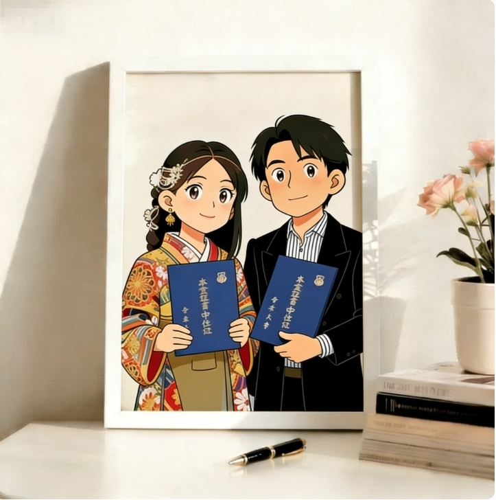 ジブリ風カスタムフォトフレーム 卒業祝い 思い出写真ギフト 友達・恋人へのプレゼント