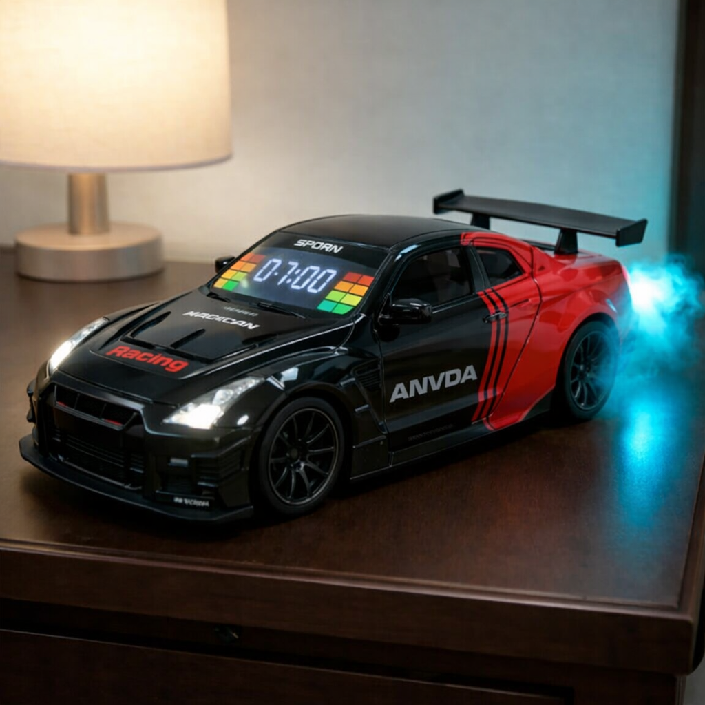 エンジン音,排気音効果,ledライト付きハイパーカー目覚まし時計 – 車好きへのデスクギフト - 
