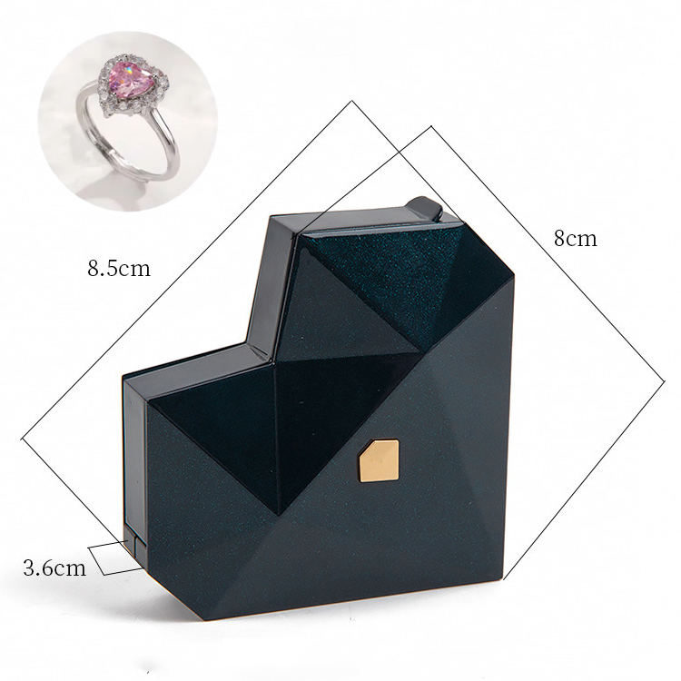 ハートリングボックス付きハートプロミスリングオープン調節可能なリングマルチカラーギフト恋人への彼女への - 