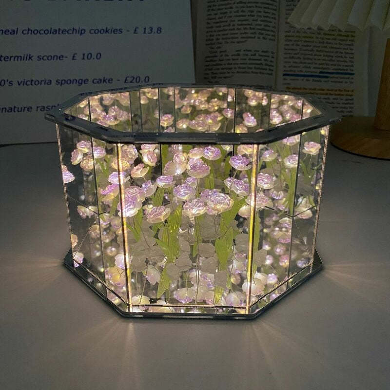 クリエイティブな手作りdiy八角形のバラの花の海のナイトライトロマンチックなギフト -