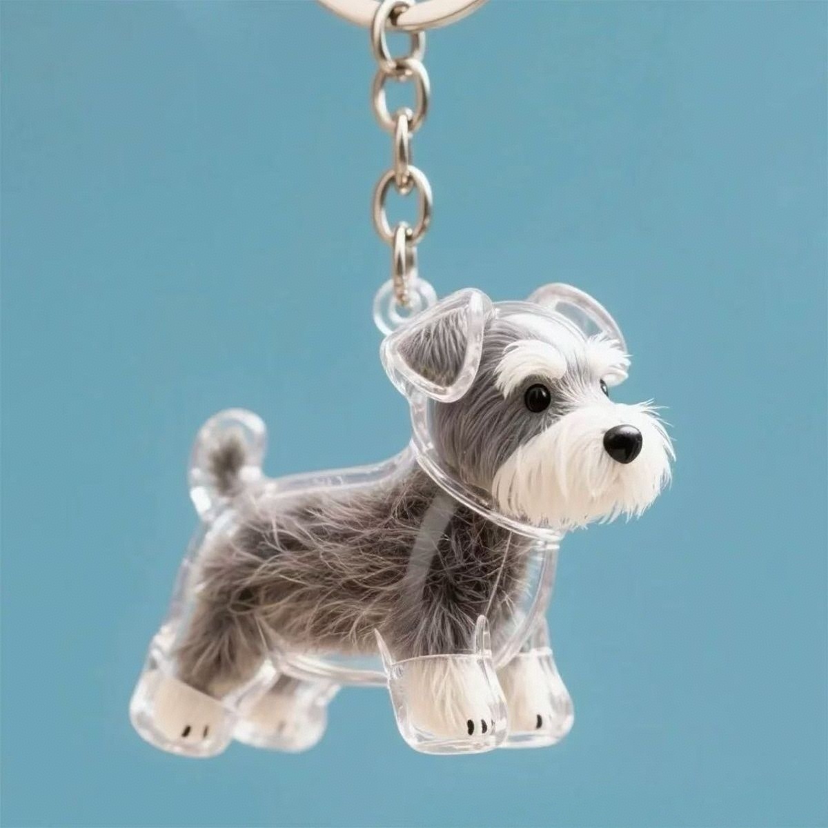 ペットの毛の記念品キーホルダー 透明犬毛メモリーカプセルチャーム ペット愛好家向け