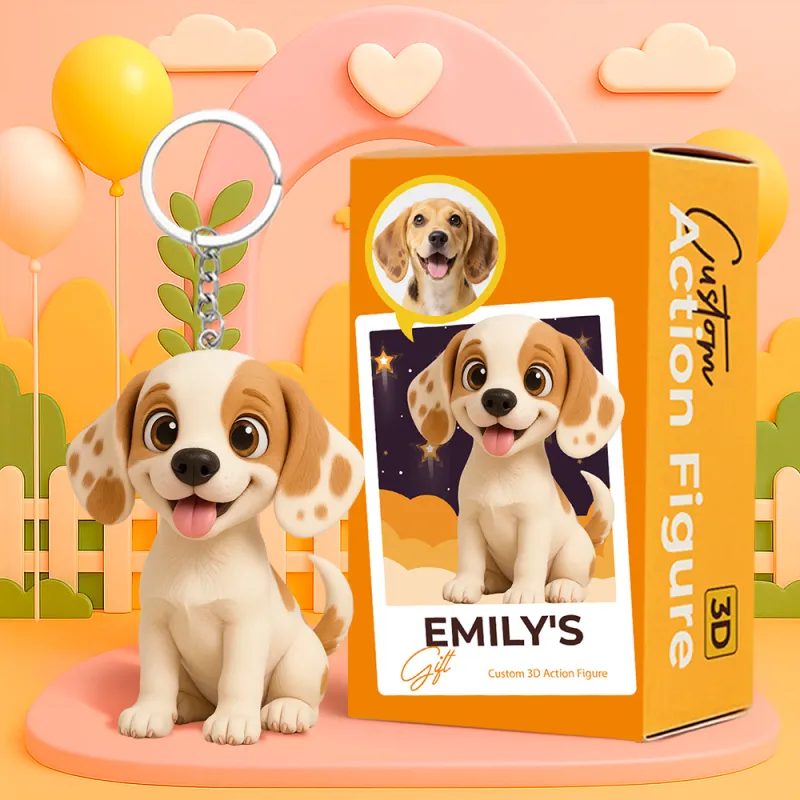 パーソナライズされた漫画ペットキーホルダーカスタム 3D 動物フィギュアかわいい犬猫アバターペット愛好家へのギフト - GetPhotoBanketJP