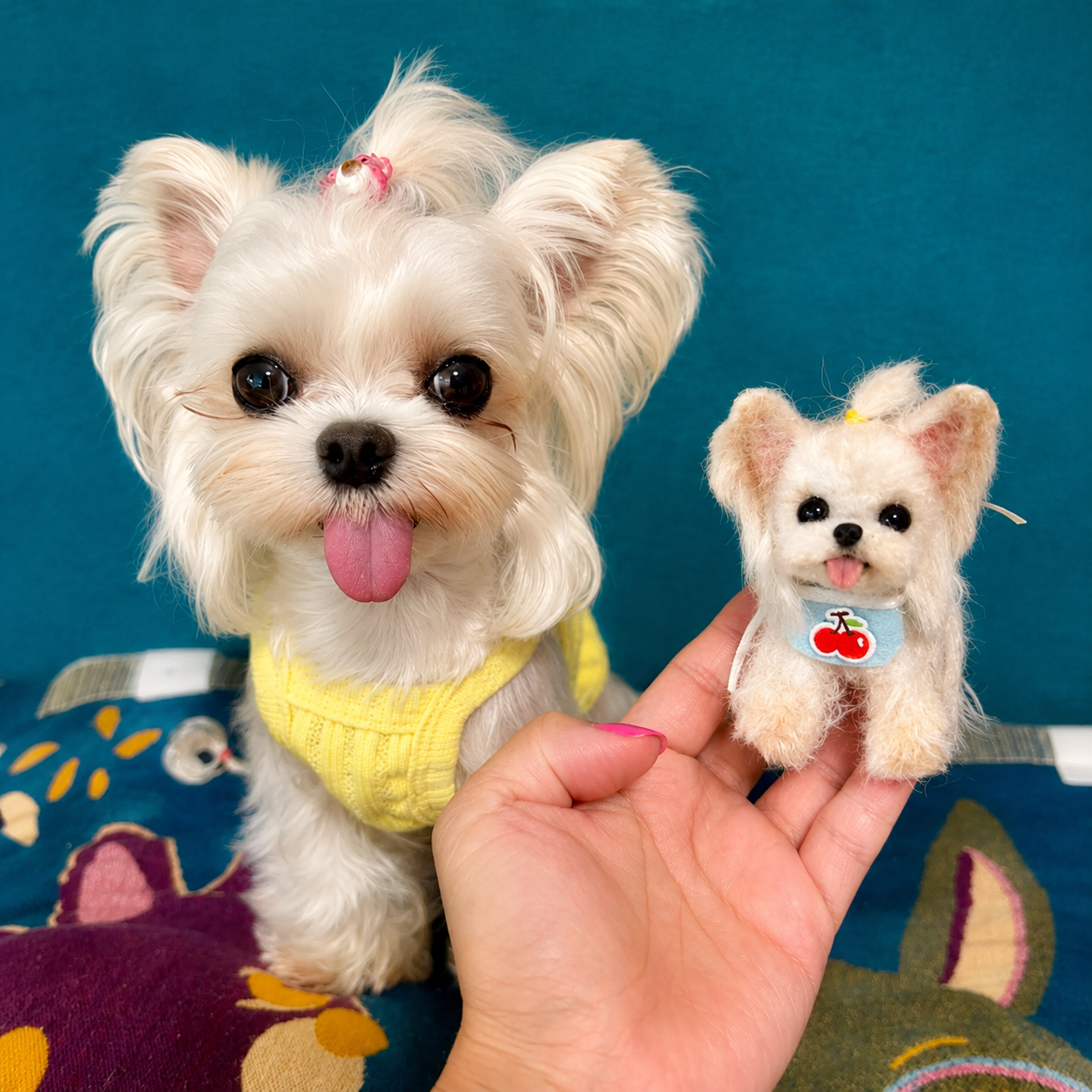 カスタムロングパイルぬいぐるみペットチャーム - 写真から手作りされたパーソナライズされたぬいぐるみペットアクセサリー - GetPhotoBanketJP
