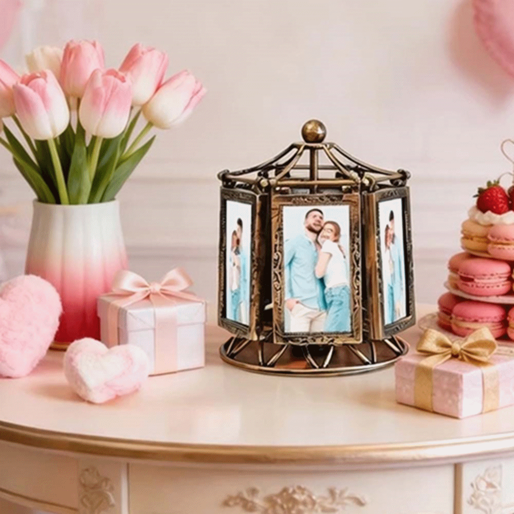 カスタムフォトヴィンテージカルーセルレリーフフォトフレームはソフトな音楽を奏でますバレンタインデーギフト - 