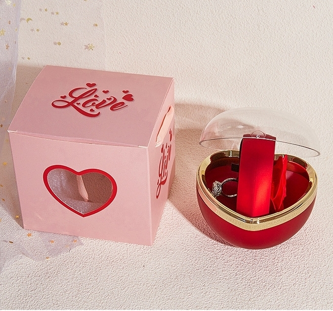 ハート型回転式バラジュエリーボックス,プリザーブドローズギフトボックス(隠しネックレス付き)