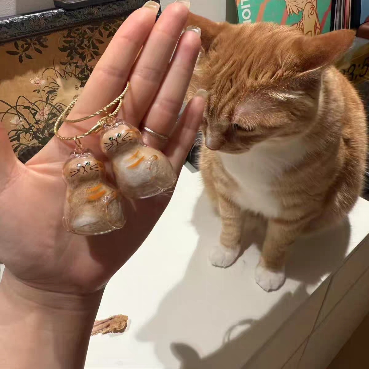 透明な猫の毛の記念品キーホルダーメモリアル収納ボックスペットの毛のための猫愛好家への感傷的な贈り物