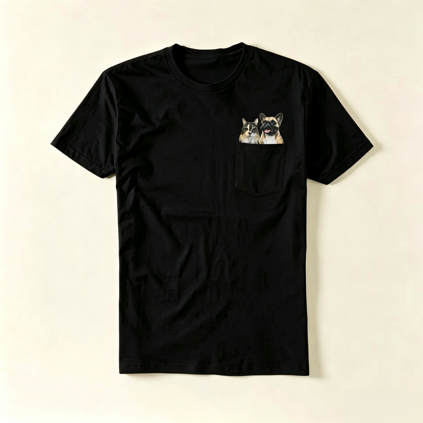 ペットの肖像画入りポケットTシャツ｜愛犬・愛猫の写真で作るカスタムTシャツ オリジナルペットプリント