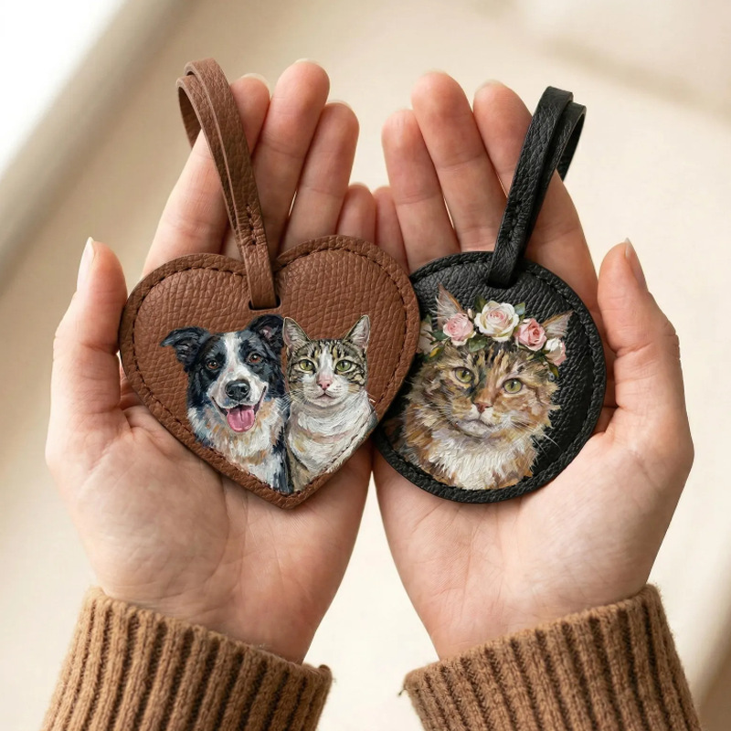 ペット写真入りレザーバッグチャーム｜愛犬・愛猫の写真と名前を刻印できるオリジナルバッグアクセサリー
