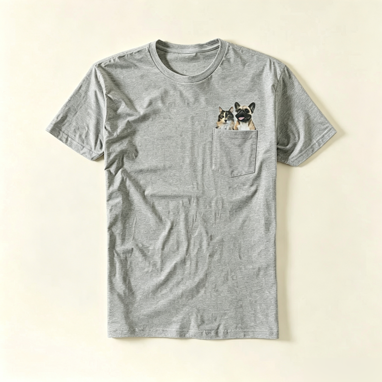 ペットの肖像画入りポケットTシャツ｜愛犬・愛猫の写真で作るカスタムTシャツ オリジナルペットプリント