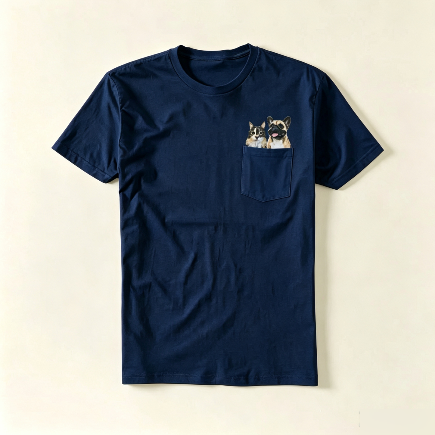 ペットの肖像画入りポケットTシャツ｜愛犬・愛猫の写真で作るカスタムTシャツ オリジナルペットプリント