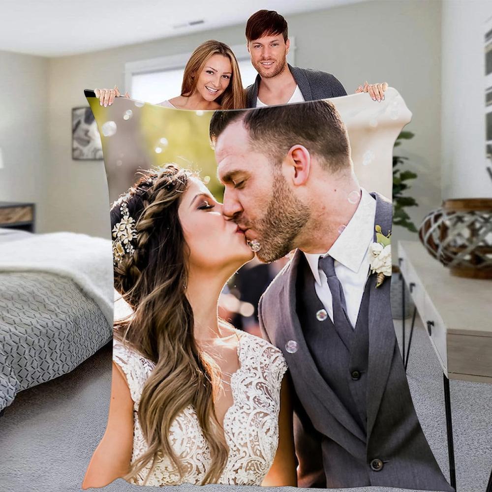 カスタムパーソナライズされた写真コラージュブランケット記念日の結婚式の写真