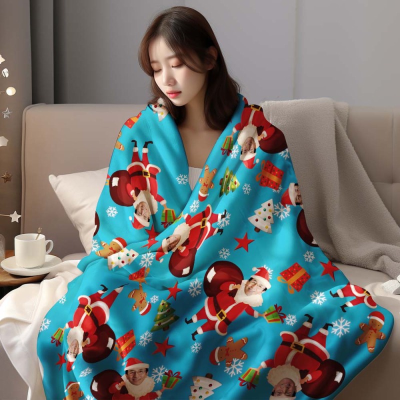 カスタムフォトブランケット - 写真入れ可能なクリスマスフリース毛布