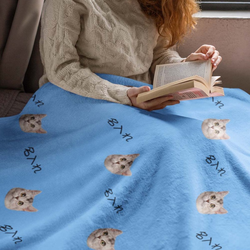 Amazon｜カスタムフォトブランケット 犬 猫 ペット 写真 名入 れ