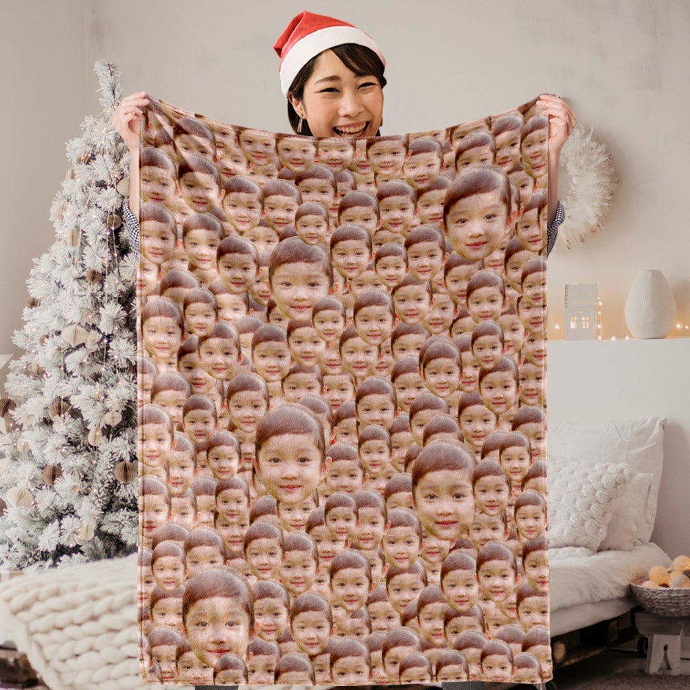 カスタムフォトブランケットカスタム顔ブランケット顔ブランケット-顔だらけブランケット