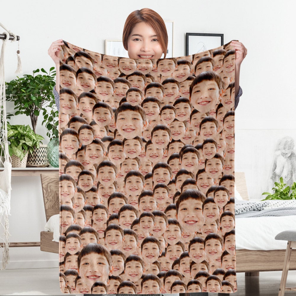 カスタム顔ブランケット顔ブランケット-顔だらけブランケット