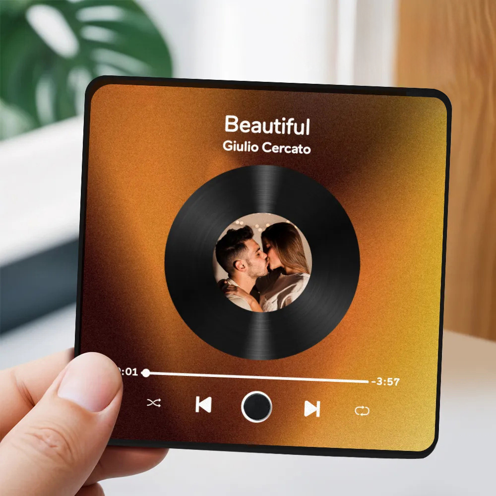 パーソナライズされたムーンフェイズ音楽冷蔵庫用マグネットカスタマイズされた多色壁写真ステッカー音楽冷蔵庫用マグネットは曲を再生できます