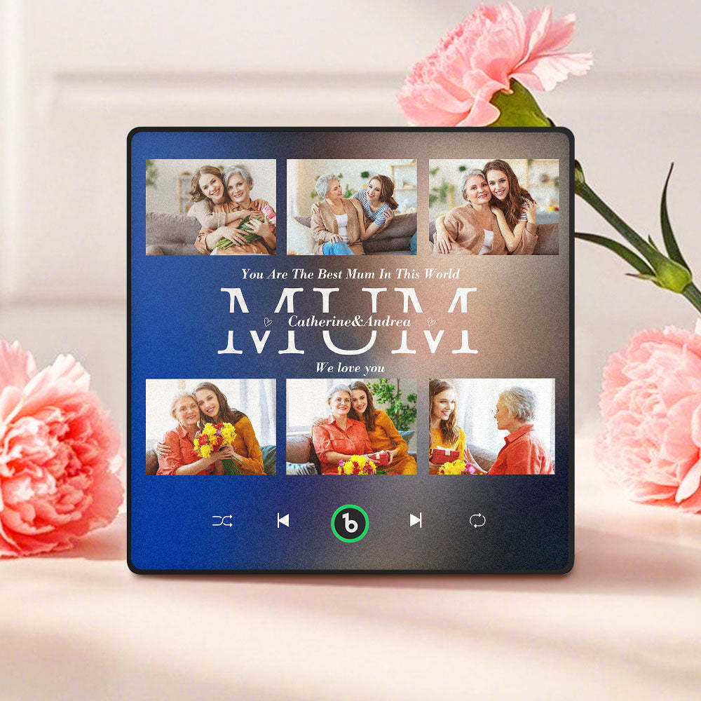 6枚の写真で音楽を再生できるパーソナライズ冷蔵庫マグネット.母の日ギフトに最適 -