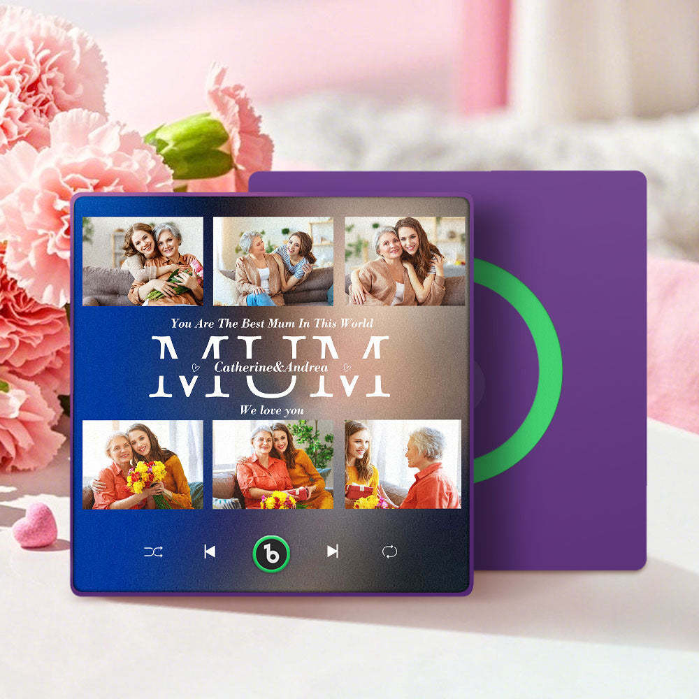 6枚の写真で音楽を再生できるパーソナライズ冷蔵庫マグネット.母の日ギフトに最適 -