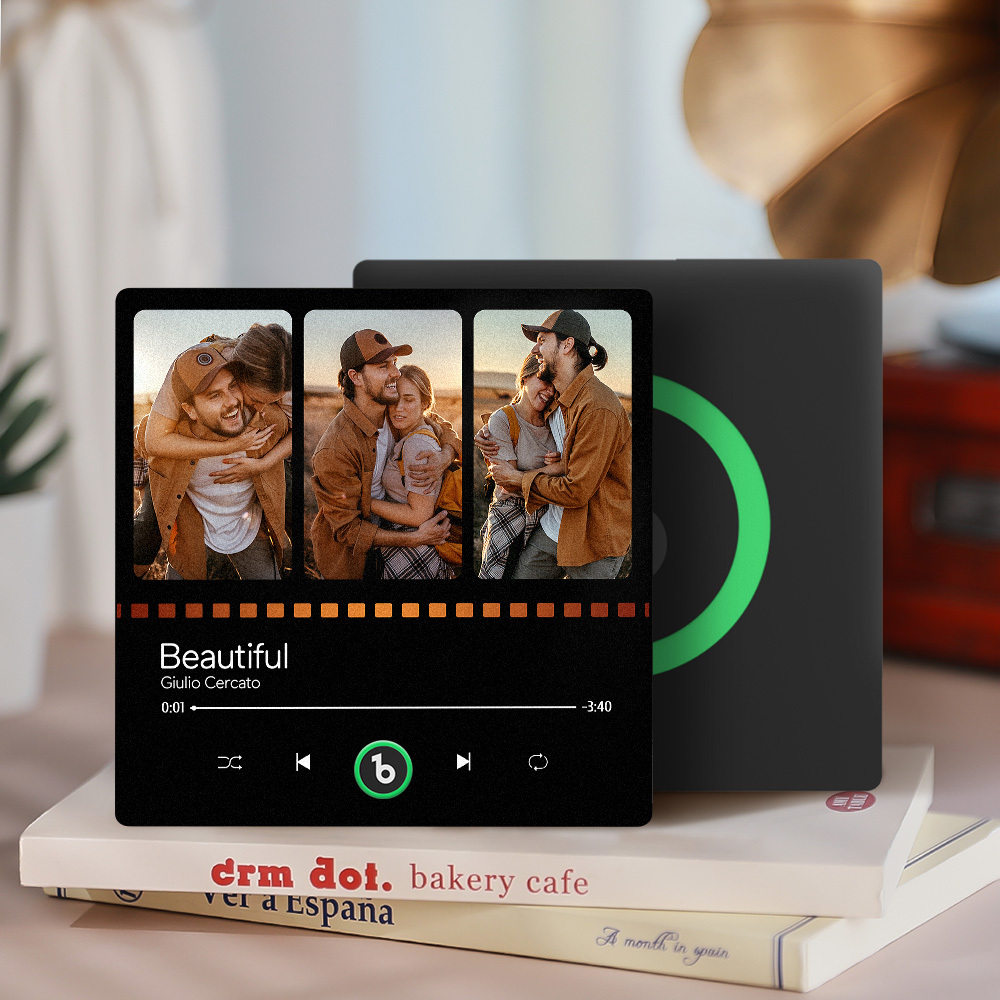 カスタム音楽冷蔵庫マグネット 写真付き パーソナライズされた音楽冷蔵庫マグネット ソングアルバムカバー 音楽愛好家向け -