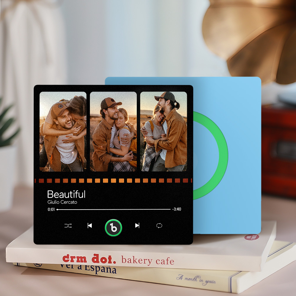 カスタム音楽冷蔵庫マグネット 写真付き パーソナライズされた音楽冷蔵庫マグネット ソングアルバムカバー 音楽愛好家向け -