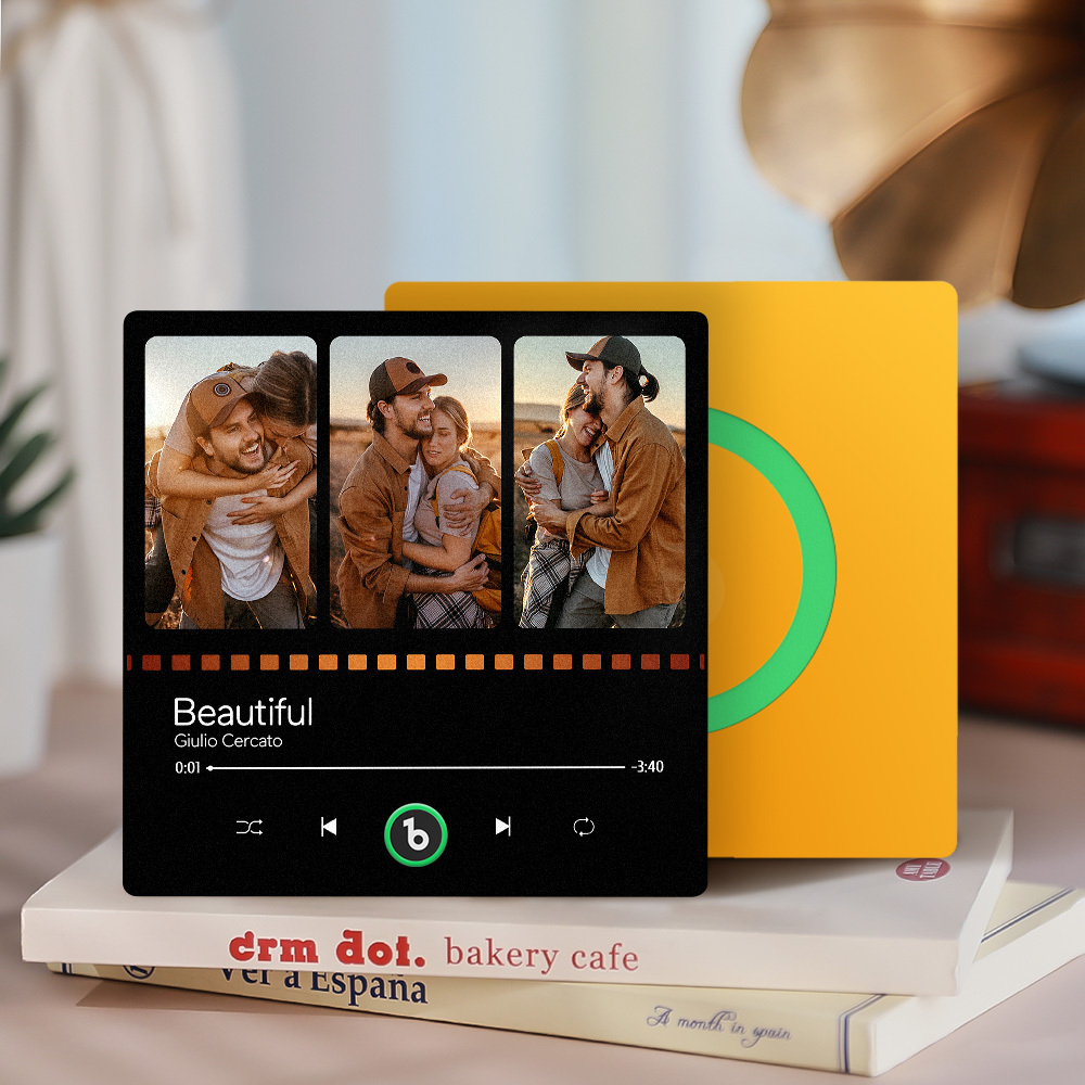 カスタム音楽冷蔵庫マグネット 写真付き パーソナライズされた音楽冷蔵庫マグネット ソングアルバムカバー 音楽愛好家向け -
