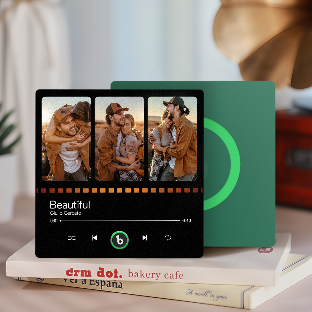 カスタム音楽冷蔵庫マグネット 写真付き パーソナライズされた音楽冷蔵庫マグネット ソングアルバムカバー 音楽愛好家向け -