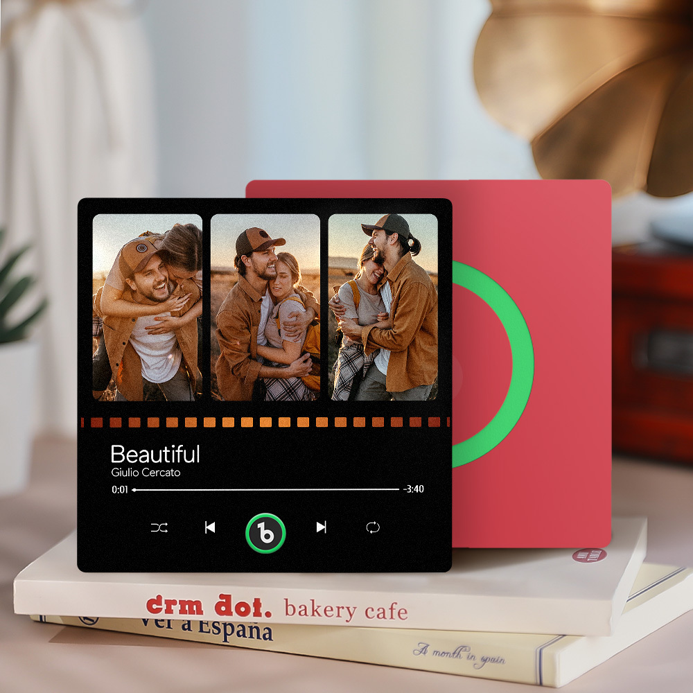 カスタム音楽冷蔵庫マグネット 写真付き パーソナライズされた音楽冷蔵庫マグネット ソングアルバムカバー 音楽愛好家向け -