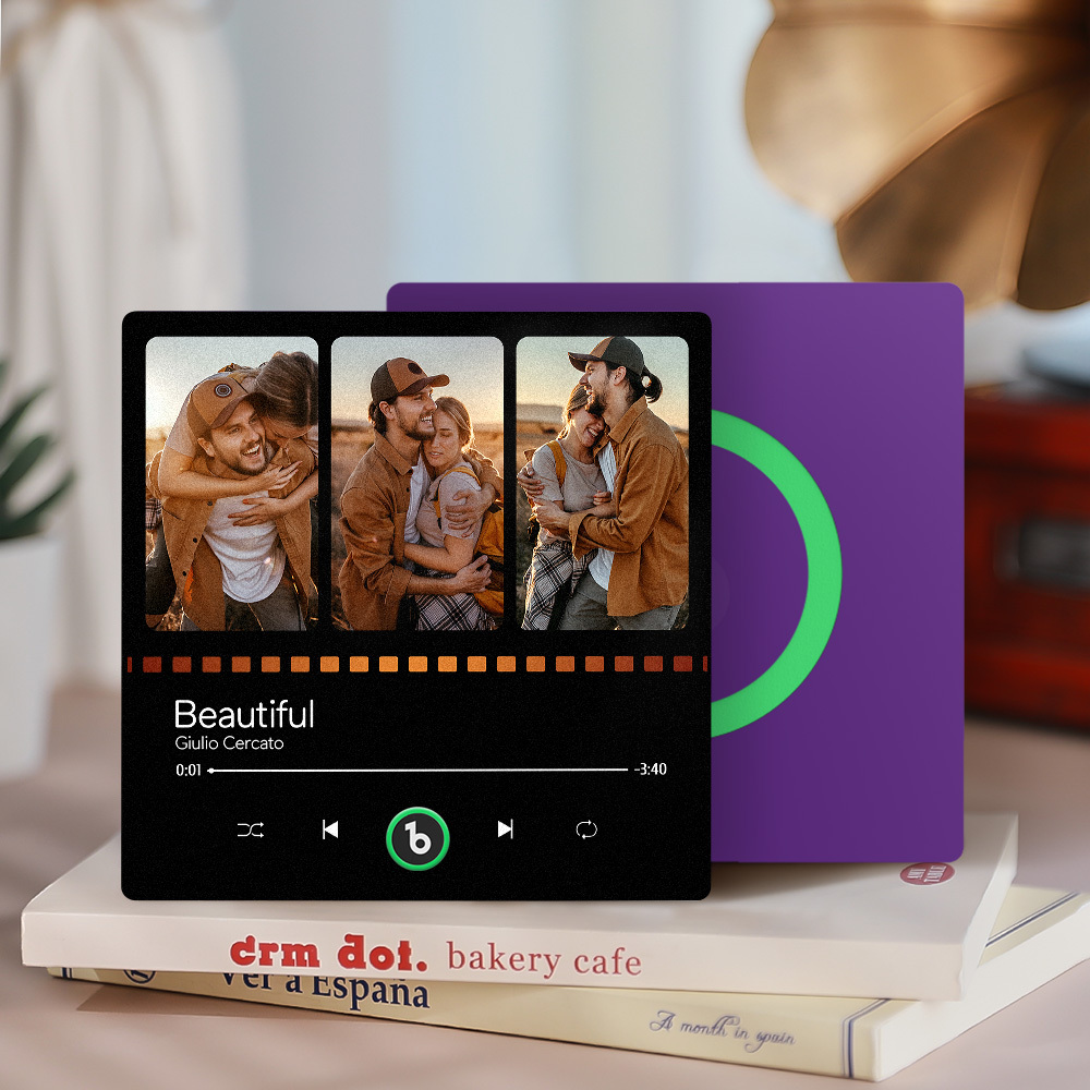 カスタム音楽冷蔵庫マグネット 写真付き パーソナライズされた音楽冷蔵庫マグネット ソングアルバムカバー 音楽愛好家向け -