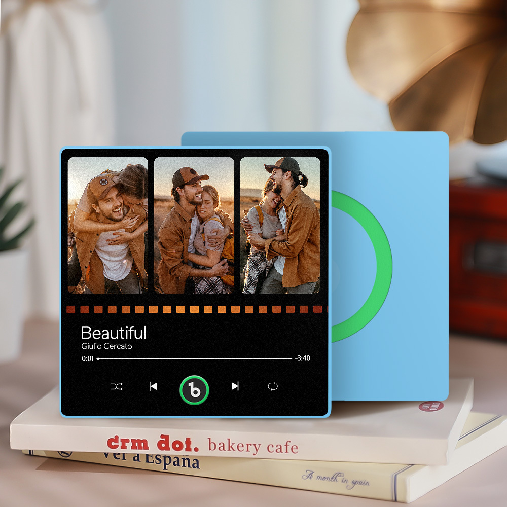 カスタム音楽冷蔵庫マグネット 写真付き パーソナライズされた音楽冷蔵庫マグネット ソングアルバムカバー 音楽愛好家向け - 