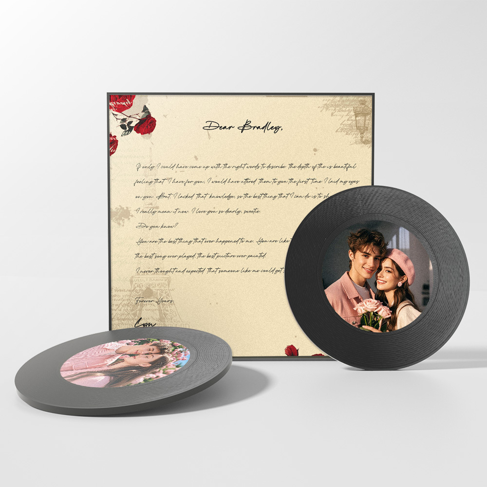 カスタム音楽冷蔵庫マグネット 1~6曲対応 パーソナライズされた封筒写真入り ヴィンテージ音楽冷蔵庫マグネット (彼女用) - 