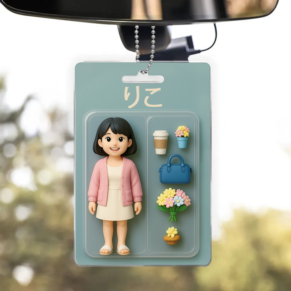 2d効果アクションフィギュアパックパッケージおもちゃ箱スタイルのアートギフトパーソナライズされたアクリルカーハンガーママへのギフト