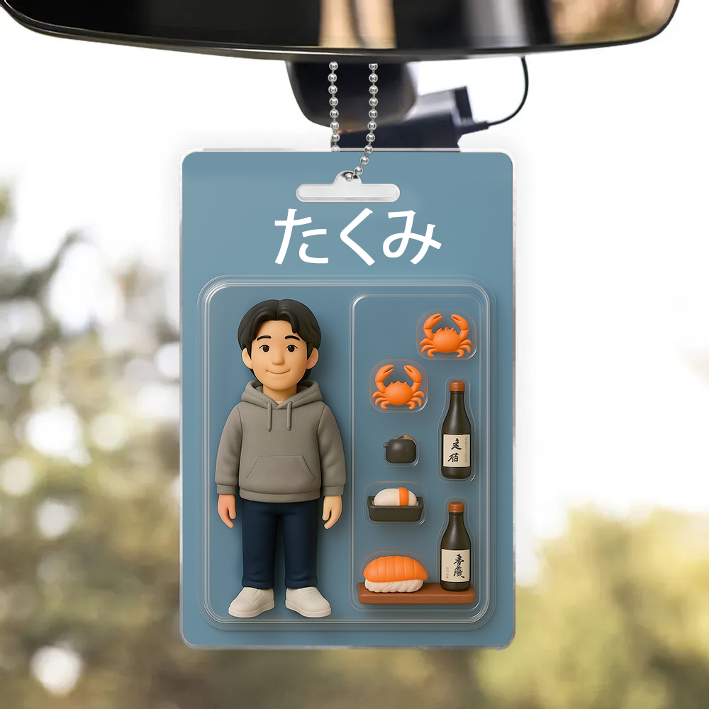 フルボディカスタマイズ可能なアクションフィギュアパックパッケージおもちゃ箱スタイルのアートギフトパーソナライズされたアクリルカーハンガーギフト彼へ