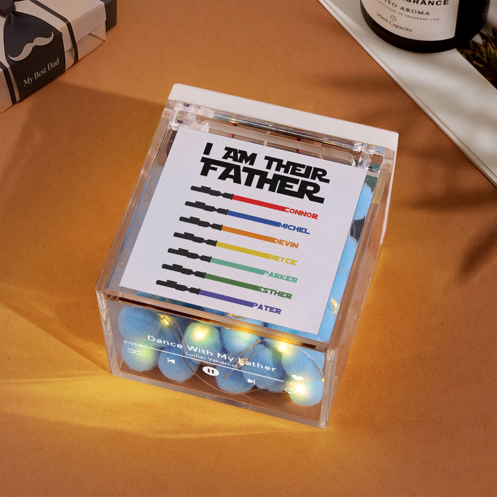 パーソナライズされたライトセーバーミニビニールレコードプレーヤー「i Am Their Father」アクリルカスタム自動音楽プレーヤー父の日のお父さんへの贈り物 - 