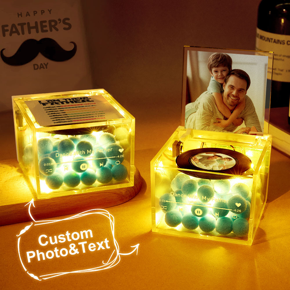 パーソナライズされたライトセーバーミニビニールレコードプレーヤー「i Am Their Father」アクリルカスタム自動音楽プレーヤー父の日のお父さんへの贈り物 - 