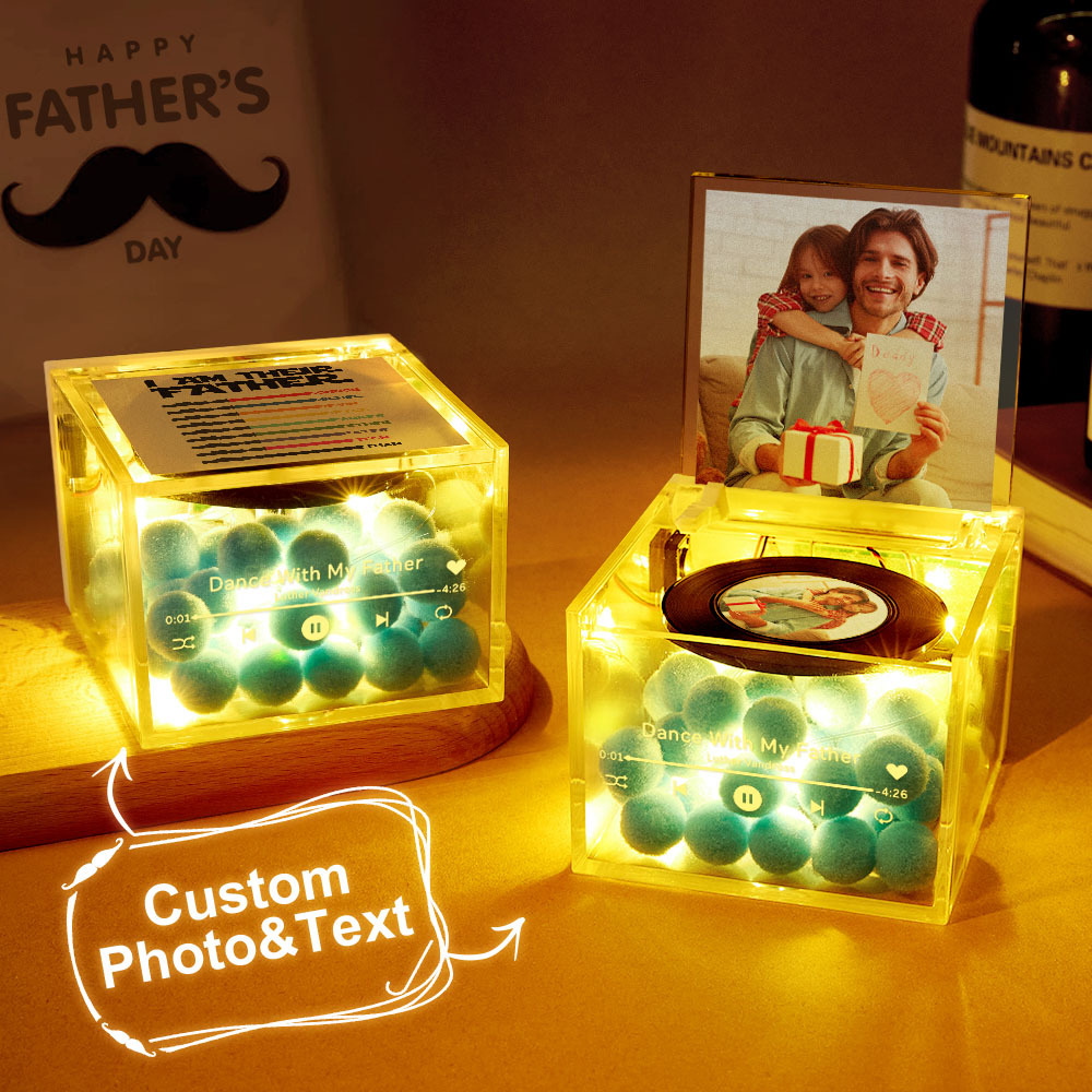 パーソナライズされたライトセーバーミニビニールレコードプレーヤー「i Am Their Father」アクリルカスタム自動音楽プレーヤー父の日のお父さんへの贈り物 - 