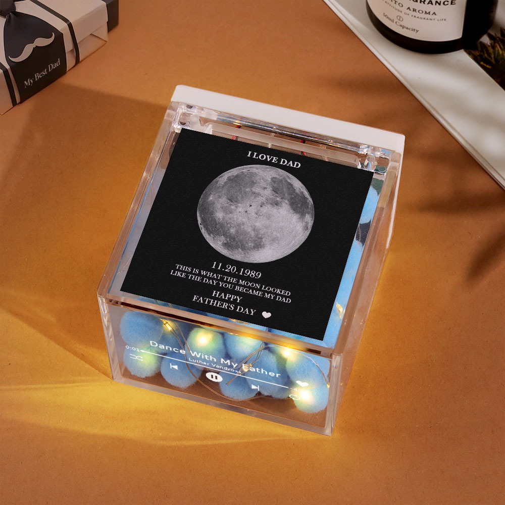 カスタムミニビニールレコードプレーヤー 自動音楽プレーヤー ゴールデンシルバームーンフェイズスタイル 最高のお父さんスタイル 父の日用 - 