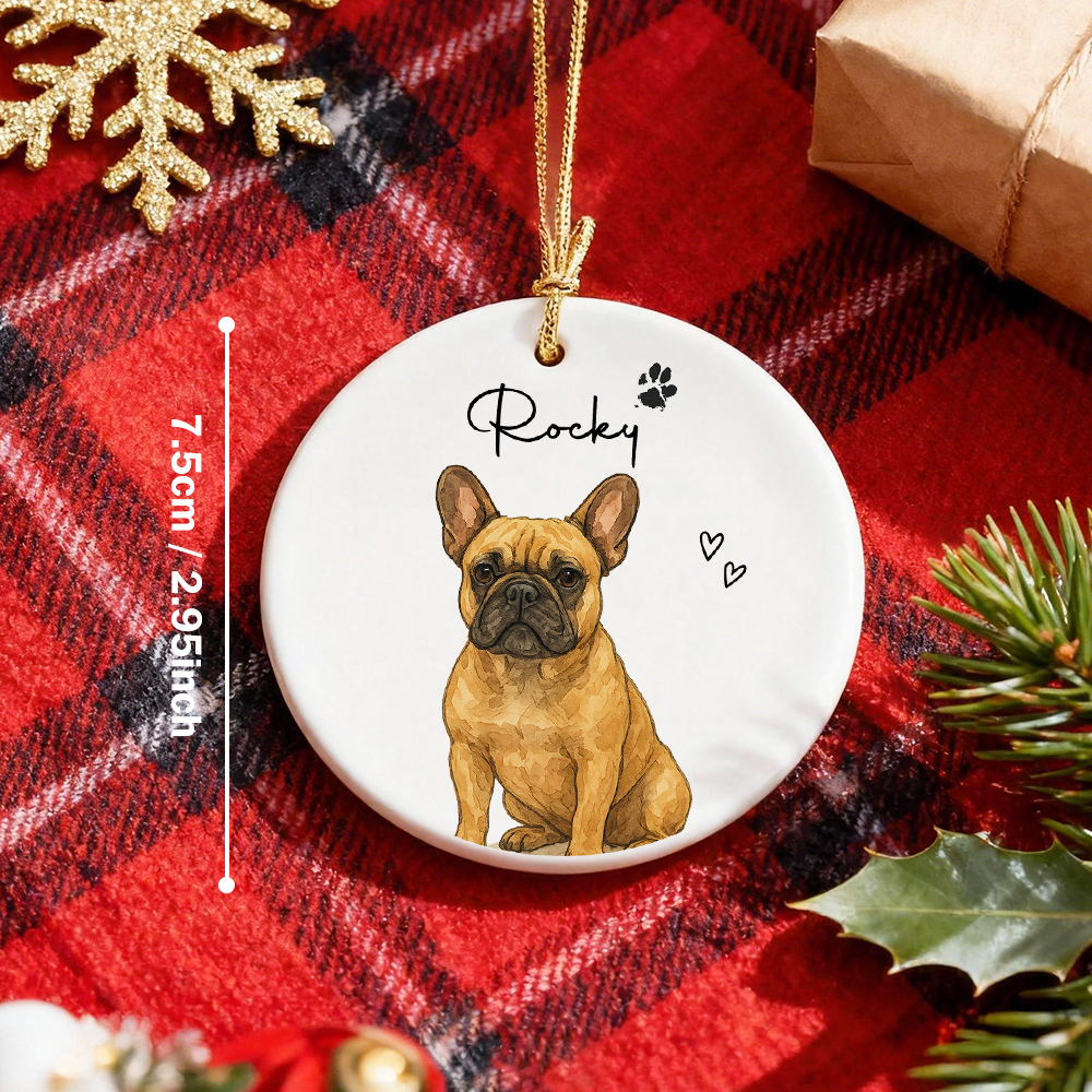 パーソナライズされた水彩画のペットの写真オーナメント:カスタムメモリアル記念品 - 