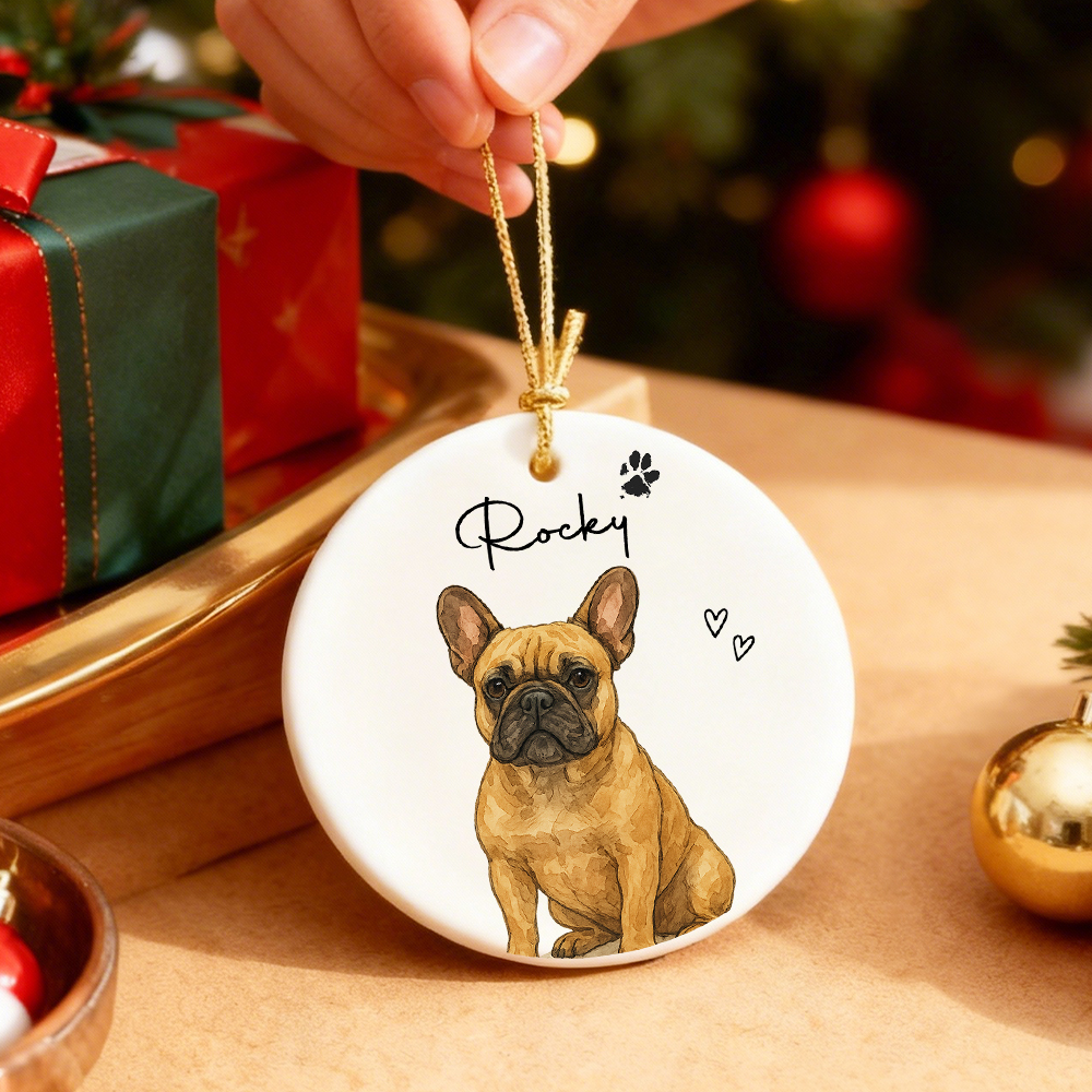 パーソナライズされた水彩画のペットの写真オーナメント:カスタムメモリアル記念品 - 