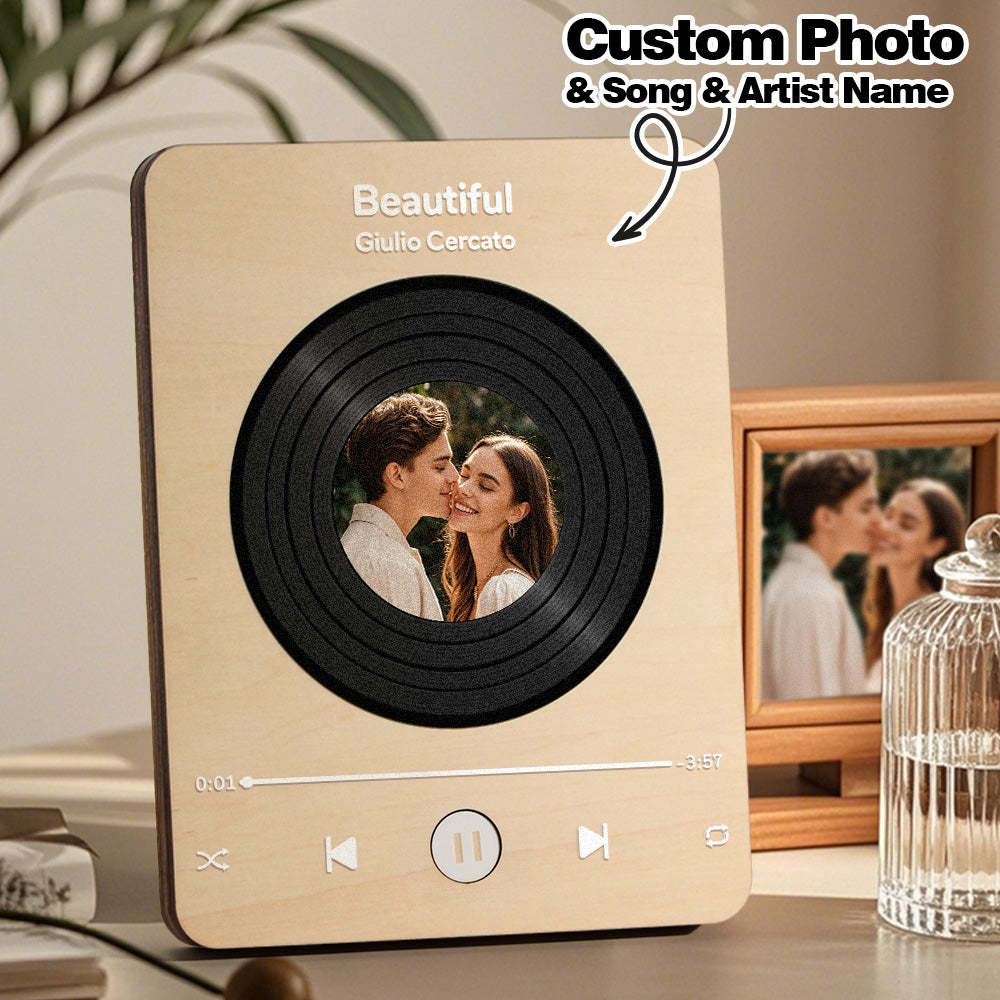 母の日プレゼントパーソナライズされた写真木製音楽レコードプレーヤー結婚記念日のギフトカップルへ