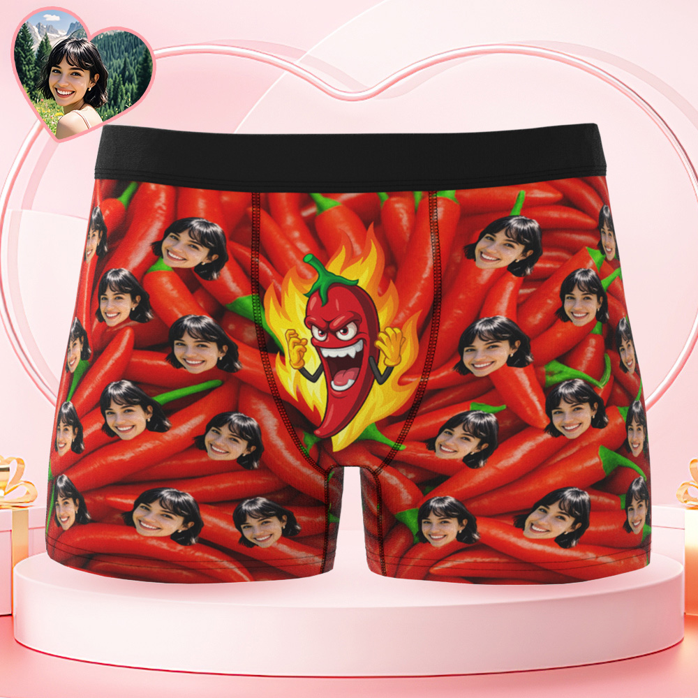 カスタムフェイス メンズ ボクサーパンツ スパイシーな彼へのギフト 夫への誕生日プレゼント - 