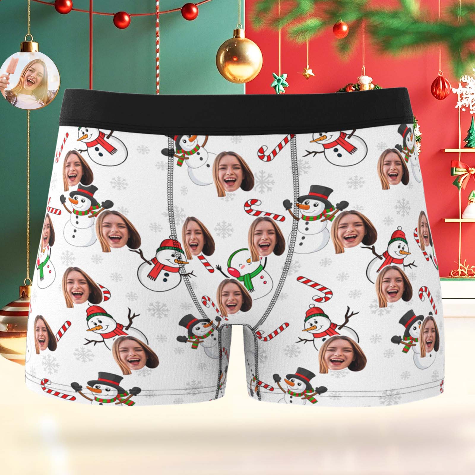 カスタムサンタボクサーショーツ パーソナライズされたクリスマス下着 カスタムクリスマスパンティーギフト