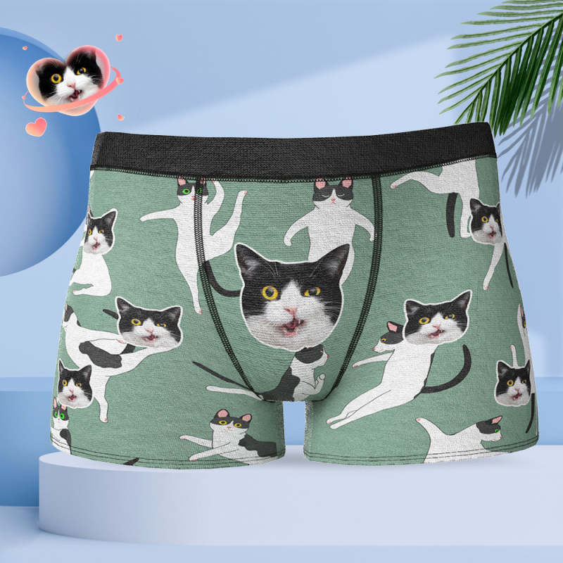 カスタム写真ボクサーパンツ-写真や名前入れ可能な踊る猫柄の