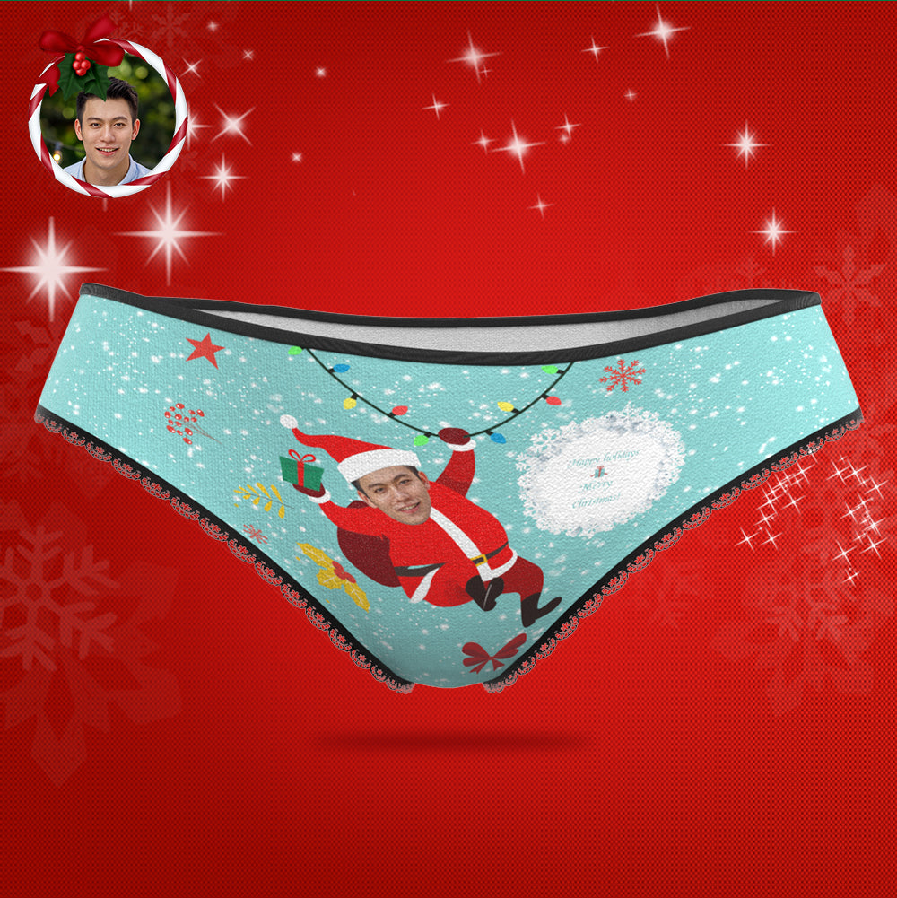 カスタムフォトパンティ-写真入れ可能なオリジナルクリスマスプレゼント女性用下着-サンタクロース