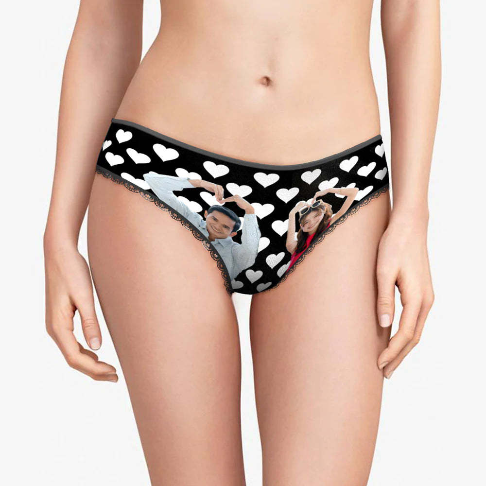 カスタムフォトパンティー-カップル写真入れ可能なオリジナルバレンタインプレゼント女性用下着-恋人へ