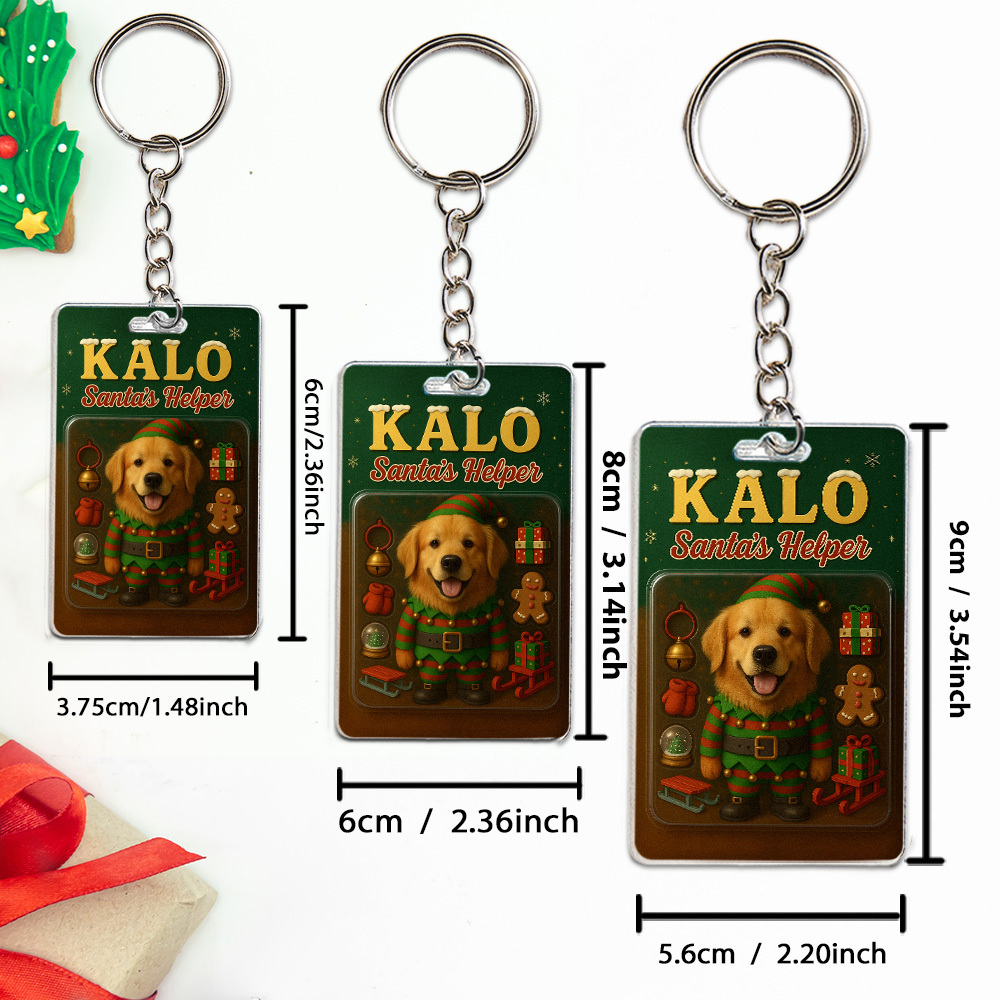 パーソナライズされた立つペット犬キーホルダー.心温まるホリデーの記念品.犬好きの方へのユニークなギフト. - 
