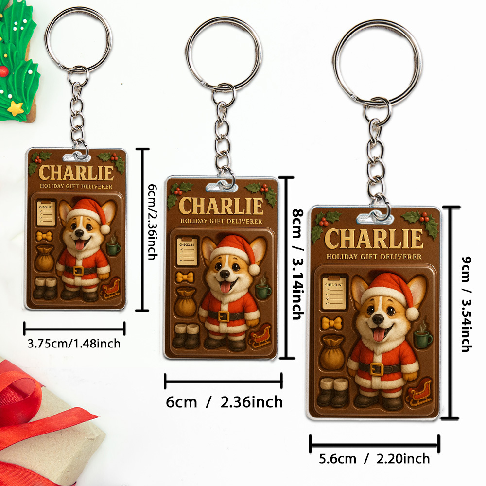 パーソナライズされた立つペット犬キーホルダー.心温まるホリデーの記念品.犬好きの方へのユニークなギフト. - 